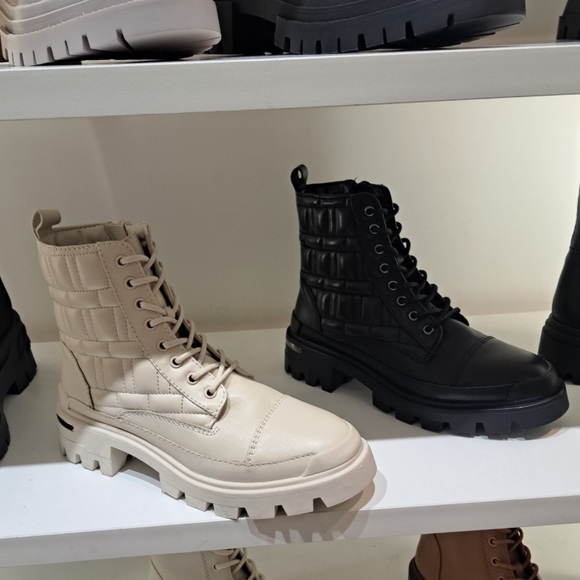 Two brand new pairs of leather Aldo boots in cream and black/ never worn